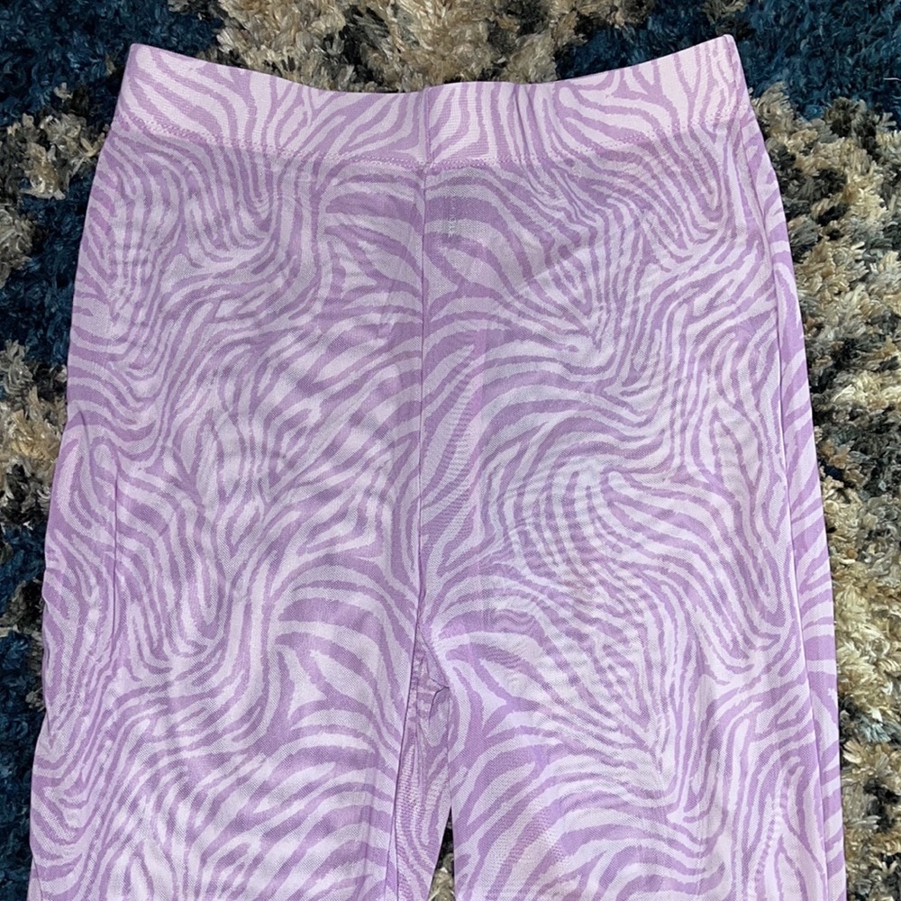 Kendall + Kylie Lilac Abstract Tiger Mesh Pant Coverup Set M - Picture 3 of 4